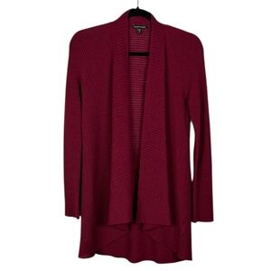 Eileen Fisher Classic Wool Long Sleeve Open Front Ribbed Knit Cardigan Medium